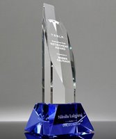 Picture of Executive Octagon Tower Crystal Award - Blue Base