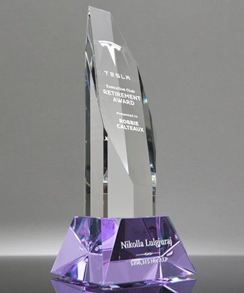 Picture of Executive Octagon Tower Crystal Award - Purple Base