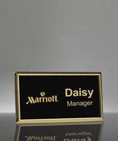 Picture of Engraved Metal Name Badge With Gold Frame - 3 x 1.5 Inch