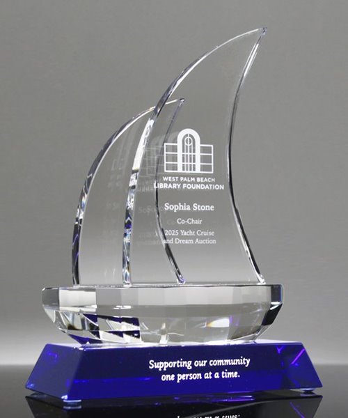 Picture of Faceted Sailboat Crystal Award